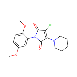 COc1ccc(OC)c(N2C(=O)C(Cl)=C(N3CCCCC3)C2=O)c1 ZINC000001230633