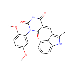 COc1ccc(OC)c(N2C(=O)NC(=O)/C(=C/c3c(C)[nH]c4ccccc34)C2=O)c1 ZINC000009332861