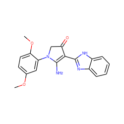 COc1ccc(OC)c(N2CC(=O)C(c3nc4ccccc4[nH]3)=C2N)c1 ZINC000005012167