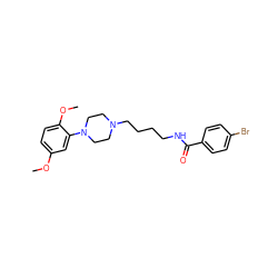 COc1ccc(OC)c(N2CCN(CCCCNC(=O)c3ccc(Br)cc3)CC2)c1 ZINC000026295711