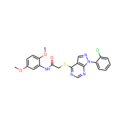 COc1ccc(OC)c(NC(=O)CSc2ncnc3c2cnn3-c2ccccc2Cl)c1 ZINC000001346506