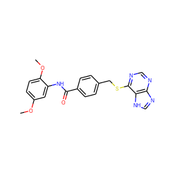 COc1ccc(OC)c(NC(=O)c2ccc(CSc3ncnc4nc[nH]c34)cc2)c1 ZINC000018181177