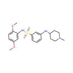 COc1ccc(OC)c(NS(=O)(=O)c2cccc(NC3CCN(C)CC3)c2)c1 ZINC000058591538