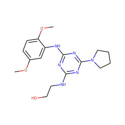 COc1ccc(OC)c(Nc2nc(NCCO)nc(N3CCCC3)n2)c1 ZINC000014968078