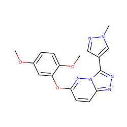 COc1ccc(OC)c(Oc2ccc3nnc(-c4cnn(C)c4)n3n2)c1 ZINC000299835964