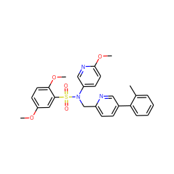 COc1ccc(OC)c(S(=O)(=O)N(Cc2ccc(-c3ccccc3C)cn2)c2ccc(OC)nc2)c1 ZINC000040848372