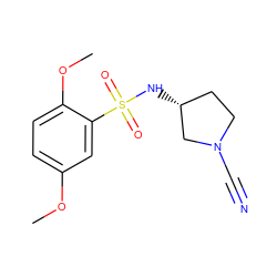 COc1ccc(OC)c(S(=O)(=O)N[C@@H]2CCN(C#N)C2)c1 ZINC000066066027