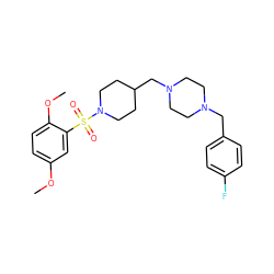 COc1ccc(OC)c(S(=O)(=O)N2CCC(CN3CCN(Cc4ccc(F)cc4)CC3)CC2)c1 ZINC000043105085