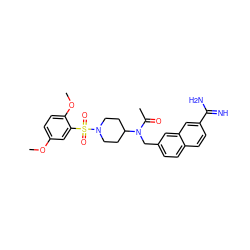 COc1ccc(OC)c(S(=O)(=O)N2CCC(N(Cc3ccc4ccc(C(=N)N)cc4c3)C(C)=O)CC2)c1 ZINC000028714212