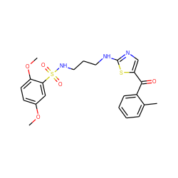COc1ccc(OC)c(S(=O)(=O)NCCCNc2ncc(C(=O)c3ccccc3C)s2)c1 ZINC000028461249