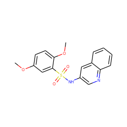 COc1ccc(OC)c(S(=O)(=O)Nc2cnc3ccccc3c2)c1 ZINC000002479470