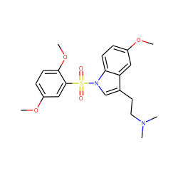 COc1ccc(OC)c(S(=O)(=O)n2cc(CCN(C)C)c3cc(OC)ccc32)c1 ZINC000026382232