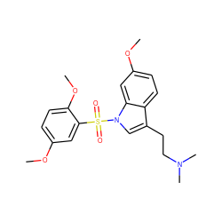 COc1ccc(OC)c(S(=O)(=O)n2cc(CCN(C)C)c3ccc(OC)cc32)c1 ZINC000026388962