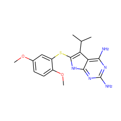 COc1ccc(OC)c(Sc2[nH]c3nc(N)nc(N)c3c2C(C)C)c1 ZINC000040402388