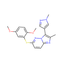 COc1ccc(OC)c(Sc2ccc3nc(C)c(-c4cnn(C)c4)n3n2)c1 ZINC000299824527