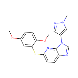 COc1ccc(OC)c(Sc2ccc3ncn(-c4cnn(C)c4)c3n2)c1 ZINC000299836005