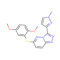 COc1ccc(OC)c(Sc2ccc3nnc(-c4ccn(C)n4)n3n2)c1 ZINC000299829588