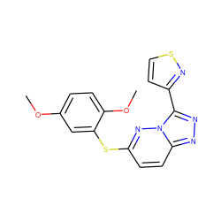 COc1ccc(OC)c(Sc2ccc3nnc(-c4ccsn4)n3n2)c1 ZINC000299826595