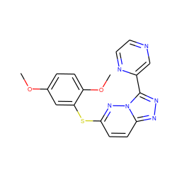 COc1ccc(OC)c(Sc2ccc3nnc(-c4cnccn4)n3n2)c1 ZINC000299825565