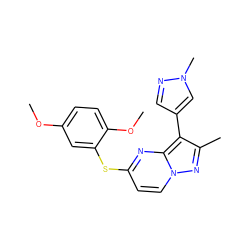 COc1ccc(OC)c(Sc2ccn3nc(C)c(-c4cnn(C)c4)c3n2)c1 ZINC000299829539