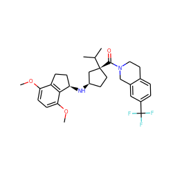 COc1ccc(OC)c2c1CC[C@H]2N[C@@H]1CC[C@@](C(=O)N2CCc3ccc(C(F)(F)F)cc3C2)(C(C)C)C1 ZINC000299855072