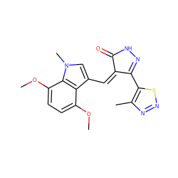 COc1ccc(OC)c2c1c(/C=C1\C(=O)NN=C1c1snnc1C)cn2C ZINC000028954989