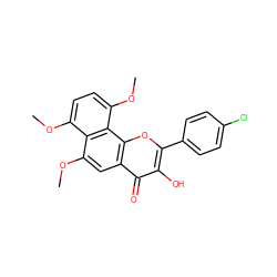 COc1ccc(OC)c2c1c(OC)cc1c(=O)c(O)c(-c3ccc(Cl)cc3)oc12 ZINC000299855051