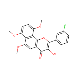 COc1ccc(OC)c2c1c(OC)cc1c(=O)c(O)c(-c3cccc(Cl)c3)oc12 ZINC000299864469