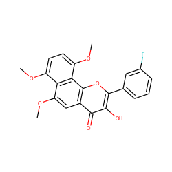 COc1ccc(OC)c2c1c(OC)cc1c(=O)c(O)c(-c3cccc(F)c3)oc12 ZINC000299865205