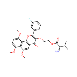 COc1ccc(OC)c2c1c(OC)cc1c(=O)c(OCCOC(=O)[C@@H](N)C(C)C)c(-c3cccc(F)c3)oc12 ZINC000299854454