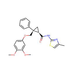 COc1ccc(OC[C@@]2(c3ccccc3)C[C@H]2C(=O)Nc2nc(C)cs2)cc1OC ZINC000200429794