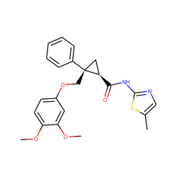 COc1ccc(OC[C@@]2(c3ccccc3)C[C@H]2C(=O)Nc2ncc(C)s2)cc1OC ZINC000200410034