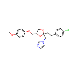 COc1ccc(OC[C@@H]2CO[C@@](CCc3ccc(Cl)cc3)(Cn3ccnc3)O2)cc1 ZINC000040402703