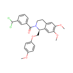 COc1ccc(OC[C@@H]2c3cc(OC)c(OC)cc3CCN2C(=O)c2cccc(C(Cl)Cl)c2)cc1 ZINC000096271947