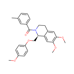 COc1ccc(OC[C@@H]2c3cc(OC)c(OC)cc3CCN2C(=O)c2cccc(C)c2)cc1 ZINC000003006447