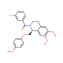 COc1ccc(OC[C@@H]2c3cc(OC)c(OC)cc3CCN2C(=O)c2cccc(Cl)c2)cc1 ZINC000003006646