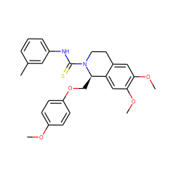 COc1ccc(OC[C@@H]2c3cc(OC)c(OC)cc3CCN2C(=S)Nc2cccc(C)c2)cc1 ZINC000002717623