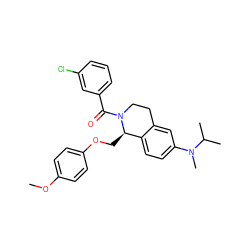 COc1ccc(OC[C@@H]2c3ccc(N(C)C(C)C)cc3CCN2C(=O)c2cccc(Cl)c2)cc1 ZINC001772654918