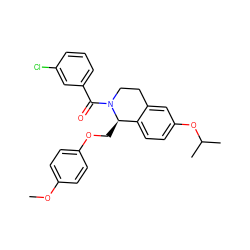 COc1ccc(OC[C@@H]2c3ccc(OC(C)C)cc3CCN2C(=O)c2cccc(Cl)c2)cc1 ZINC001772622565