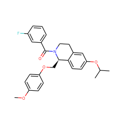 COc1ccc(OC[C@@H]2c3ccc(OC(C)C)cc3CCN2C(=O)c2cccc(F)c2)cc1 ZINC001772610363