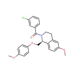 COc1ccc(OC[C@@H]2c3ccc(OC)cc3CCN2C(=O)c2cccc(Cl)c2)cc1 ZINC000096271985