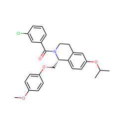 COc1ccc(OC[C@H]2c3ccc(OC(C)C)cc3CCN2C(=O)c2cccc(Cl)c2)cc1 ZINC000231363264