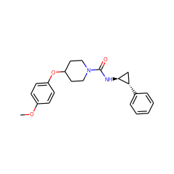 COc1ccc(OC2CCN(C(=O)N[C@H]3C[C@@H]3c3ccccc3)CC2)cc1 ZINC000103269869