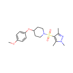 COc1ccc(OC2CCN(S(=O)(=O)c3c(C)nn(C)c3C)CC2)cc1 ZINC000207194168