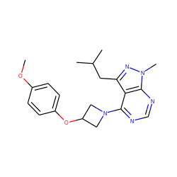 COc1ccc(OC2CN(c3ncnc4c3c(CC(C)C)nn4C)C2)cc1 ZINC001772608762