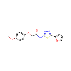 COc1ccc(OCC(=O)Nc2nnc(-c3ccco3)s2)cc1 ZINC000009320223