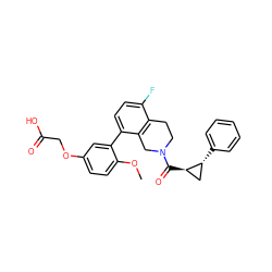 COc1ccc(OCC(=O)O)cc1-c1ccc(F)c2c1CN(C(=O)[C@@H]1C[C@H]1c1ccccc1)CC2 ZINC000143988371