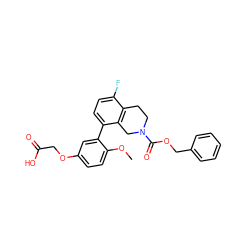 COc1ccc(OCC(=O)O)cc1-c1ccc(F)c2c1CN(C(=O)OCc1ccccc1)CC2 ZINC000144077972