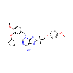 COc1ccc(OCC(C)(C)c2nc3c(N)ncn(Cc4ccc(OC)c(OC5CCCC5)c4)c-3n2)cc1 ZINC000101390945