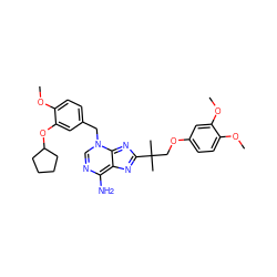 COc1ccc(OCC(C)(C)c2nc3c(N)ncn(Cc4ccc(OC)c(OC5CCCC5)c4)c-3n2)cc1OC ZINC000101002270